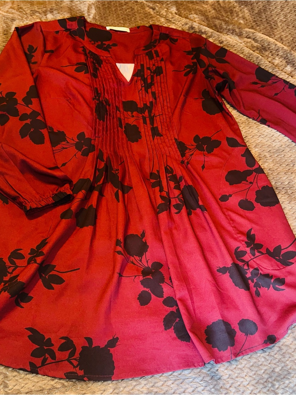 EShakti Wayward Fancies Maroon Floral Tunic - Women’s Small